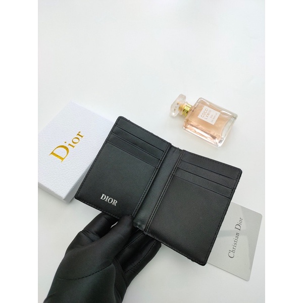 Ví dáng gấp đựng thẻ thương hiệu thời trang cao cấp Dior CD Oblique da thật nhập khẩu