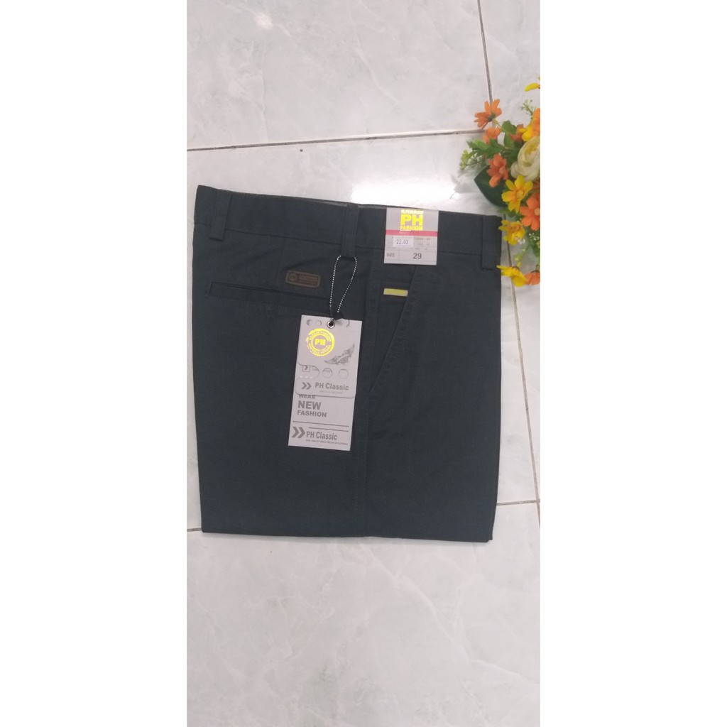 Quần kaki trung niên vải in dấu trừ
