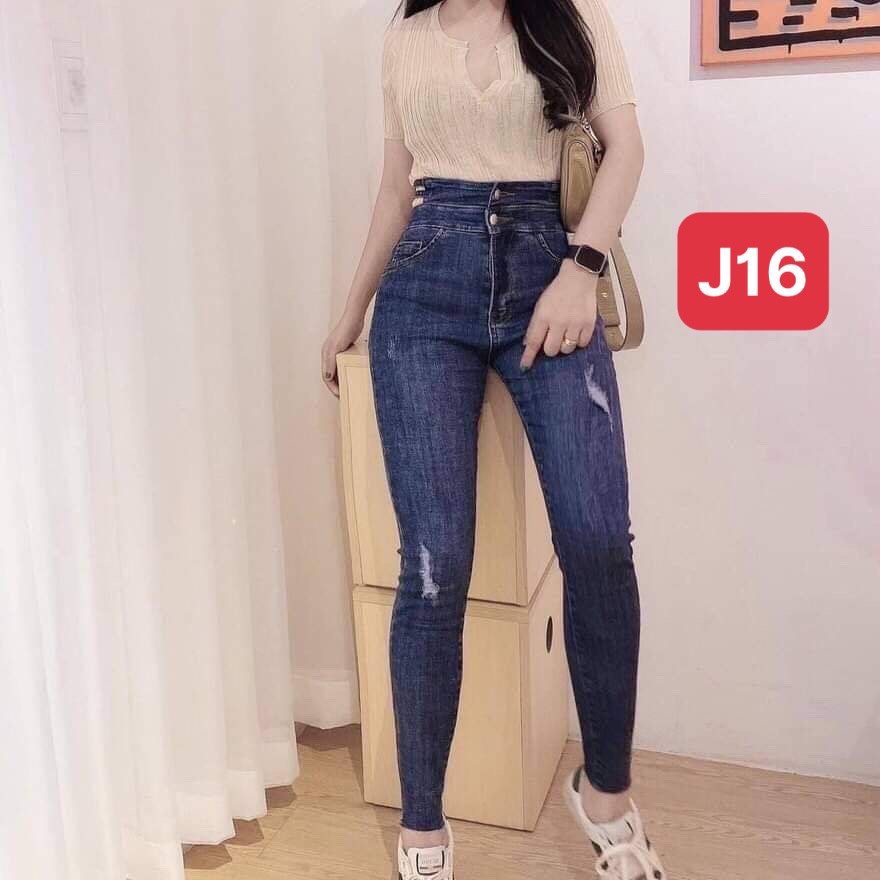 Sale! Quần jean nữ lưng cao siêu co giãn ⚡️ Quần bò cạp cao basic skinny J16
