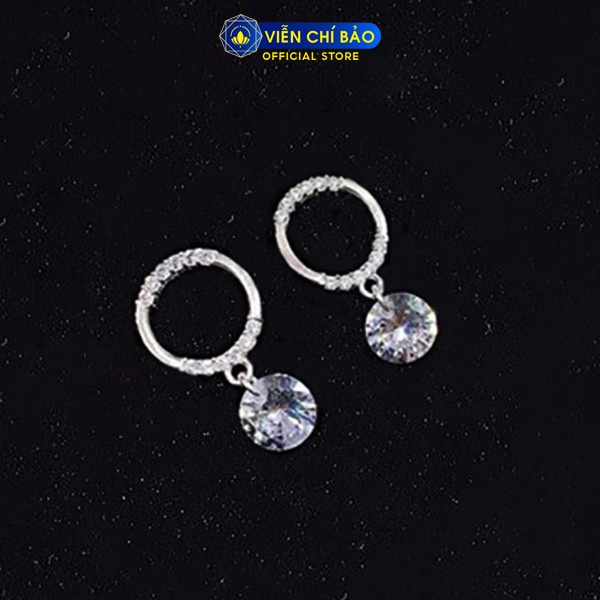 Bông tai bạc nữ tròn lấp lánh chất liệu bạc 925 thời trang phụ kiện trang sức nữ thương hiệu Viễn Chí Bảo B400598