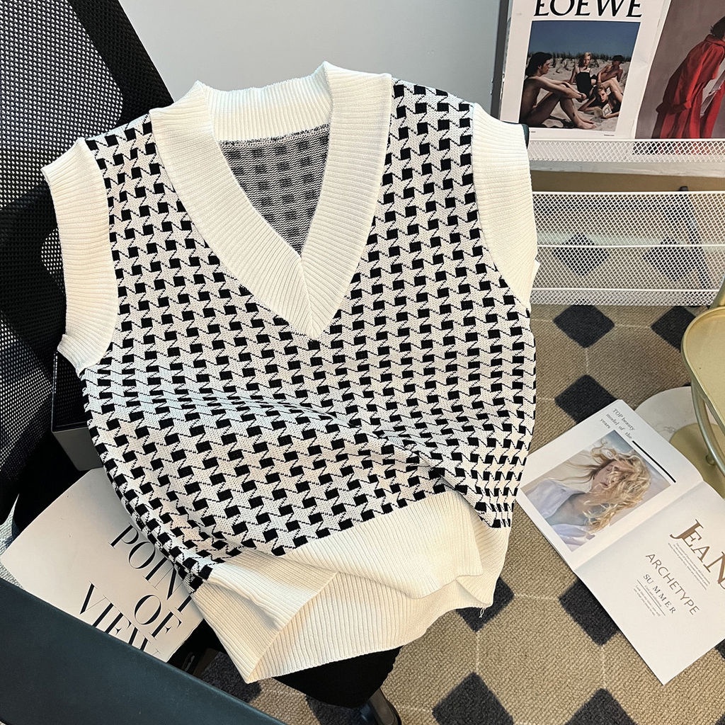Áo Khoác Len Cardigan Cổ Chữ V Phong Cách Retro Phương Tây Mới