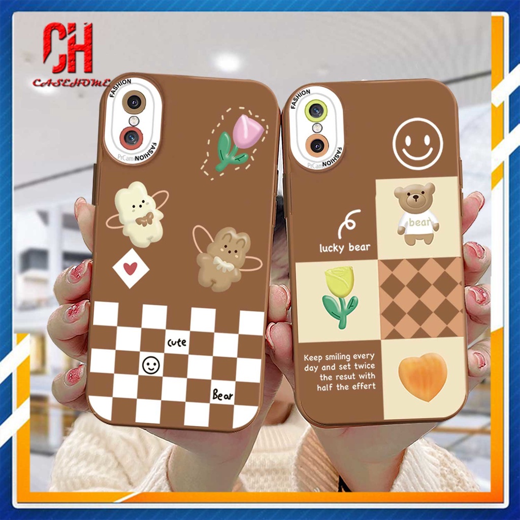 Ốp Điện Thoại Cho VIVO Y12 Y12S Y20 Y91C Y21 2021 Y30 Y21S Y20S Y12i Y15S Y91 Y30i Y93 Y95 Y15 Y17 Y53 Y50 Y53S Y51 2020 Y51A Y15A Y10 Y76 Y33S Y1S Y11 Y31 Y20i Y91i Y90 Y51S Y12A Chocolate Lucky Bear Heart flower Smiley Face Phone Case