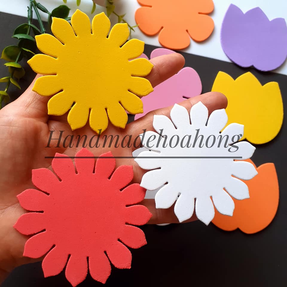 3 CHẬU HOA MẦM NON ( Hướng dương + Hoa hồng + Tulip ), bằng xốp 2mm - Hoa mầm non, trang trí lớp học, chữ cái, tường nhà