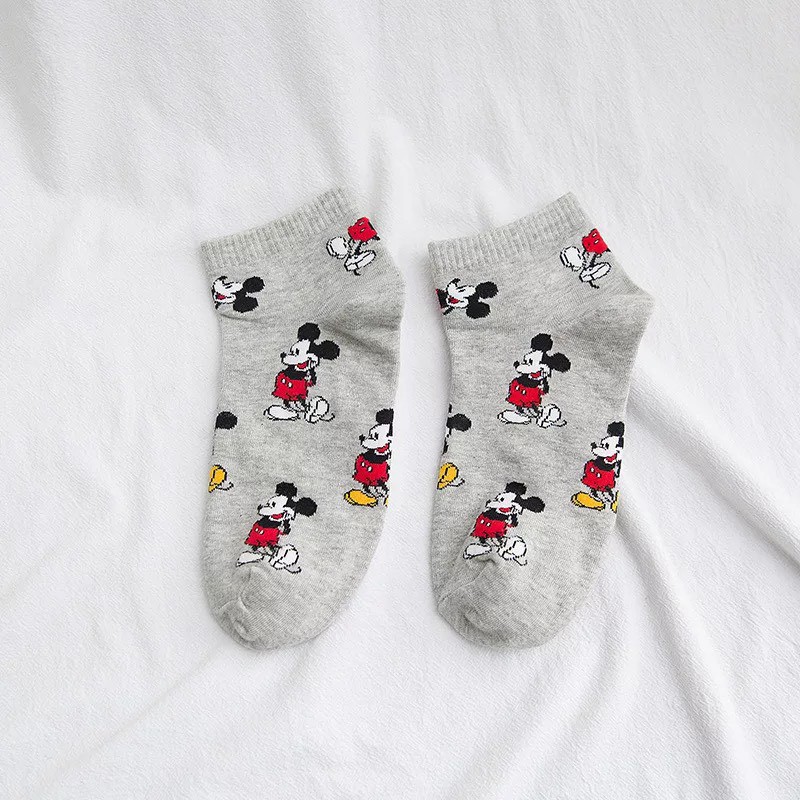 Combo 5 đôi Tất cổ ngắn Bateno dày dặn nhiều màu chuột Mickey dễ thương  TN89