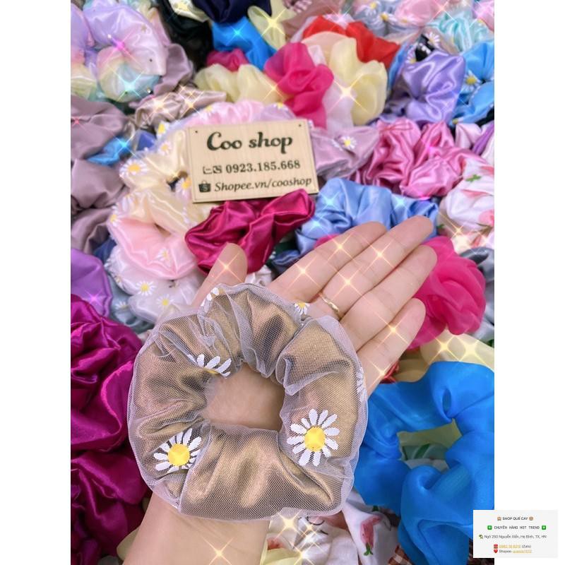 Dây Buộc Tóc SCRUNCHIES Hoa Cúc Hai Lớp