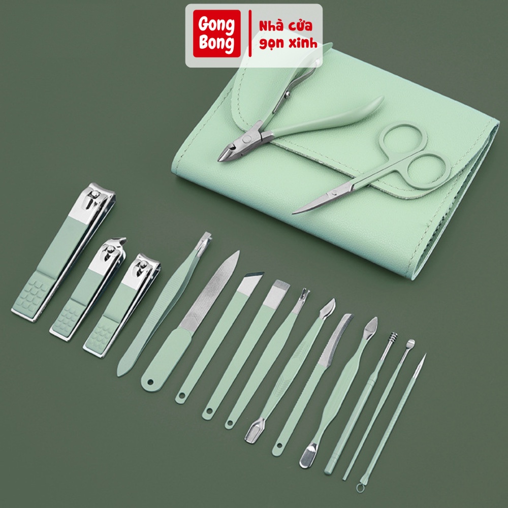 Bộ bấm móng tay 16 món dụng cụ làm đẹp cắt móng làm nail nặn mụn cao cấp