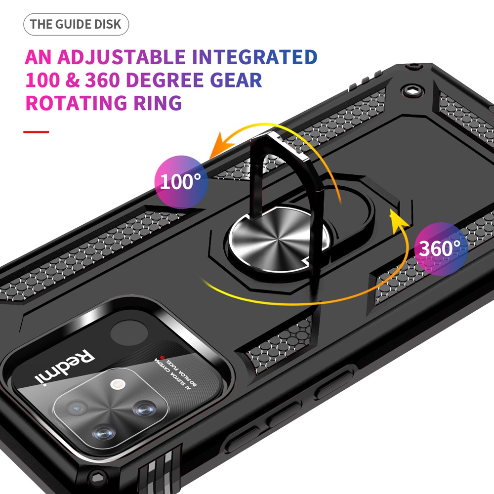 Ốp lưng Xiaomi Redmi 10C Poco C40 chống sốc 2 lớp kèm nhẫn iring làm giá đỡ