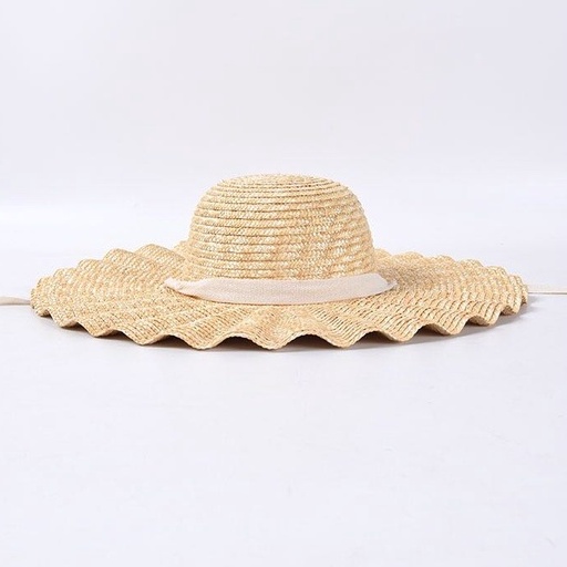 Mũ rơm Vintage cao cấp - vành rộng lượn sóng - thắt dây nơ ( đóng hộp)