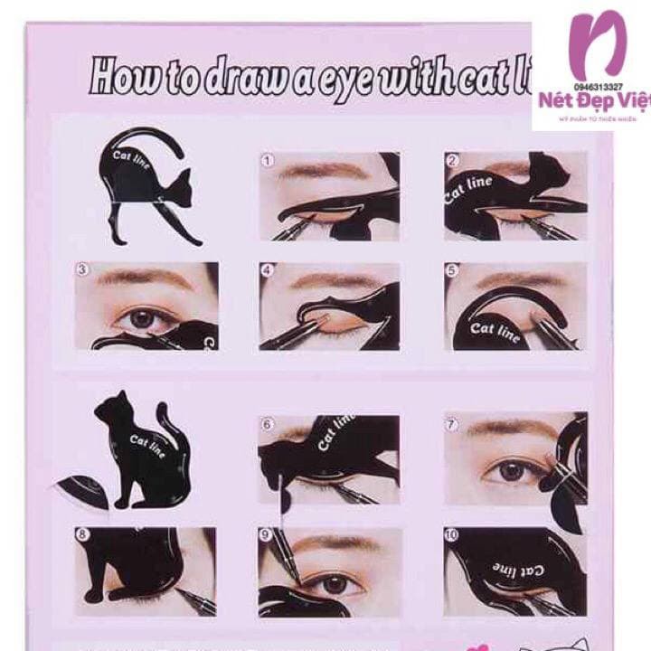 Bộ 2 Khuôn Vẽ Mắt Eyeliner Và Tô Bầu Mắt Hình Mèo Cat Line