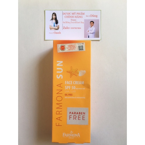 [NHẬP KHẨU CHÍNH NGẠCH BÁC SĨ DŨNG] Kem Chống Nắng Farmona Sun SPF50 Không Chứa Dầu Cho Da Mặt