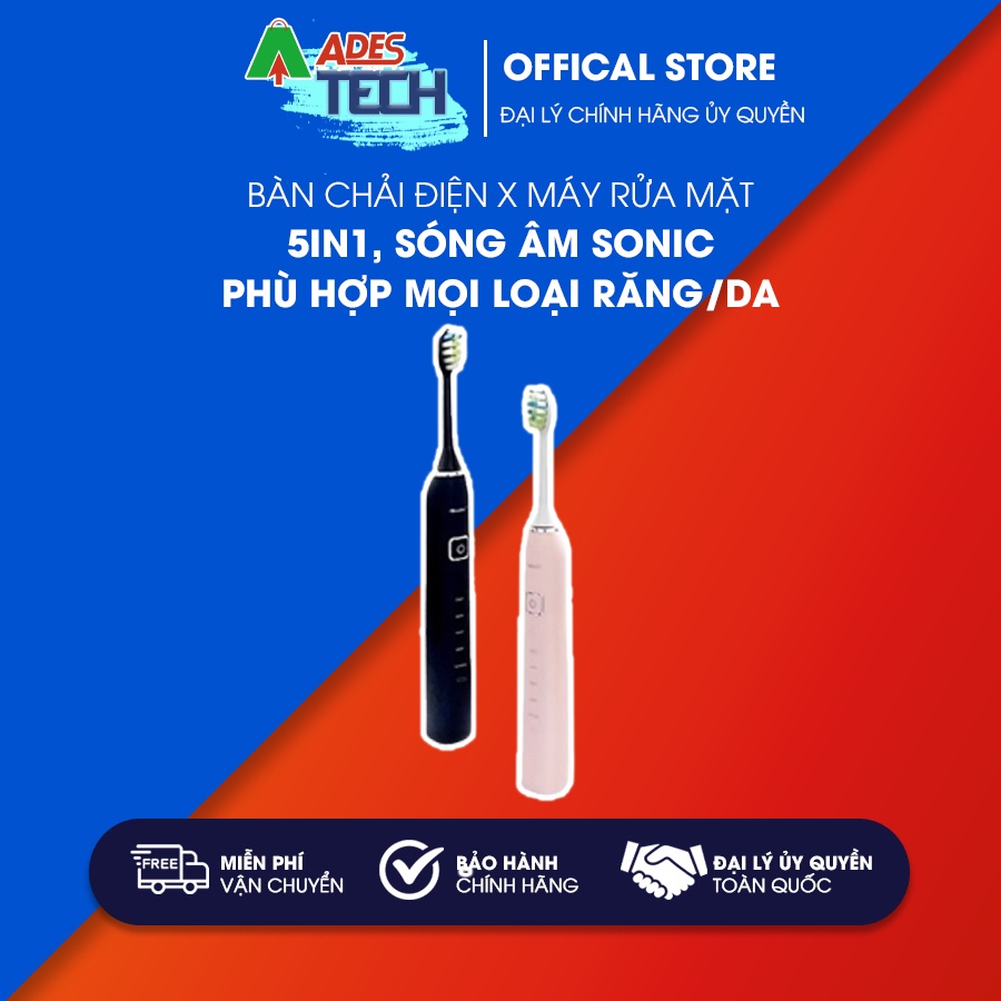 BRUSHIE Bàn Chải Điện x Máy Rửa Mặt 5in1, sóng âm SONIC phù hợp mọi loại răng/da nhạy cảm - Chính Hãng