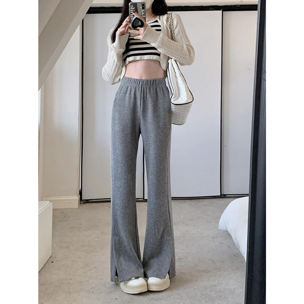 Quần Ống Loe Xẻ Tà Màu Sắc Đơn Giản 61166