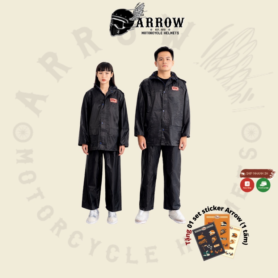 Áo Mưa RAW Vải Dù Chống Thấm Nước Arrow Shop