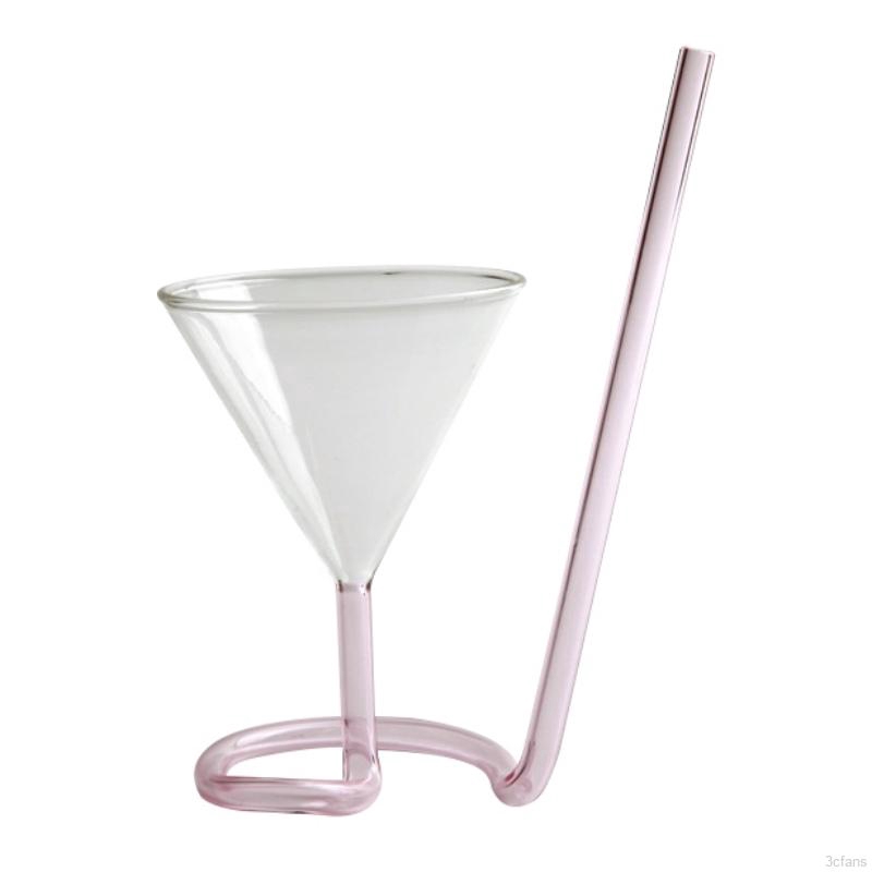 【Goodhome】Spiral glass cocktail glass long straw champagne glass wedding KTV bar wine