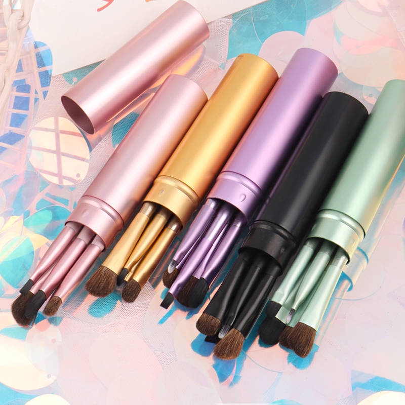 5 Bàn chải trang điểm Bàn chải phấn mắt Bộ bàn chải maxi Tube Nhôm cầm tay đầy đủ các công cụ trang điểm không mất tó