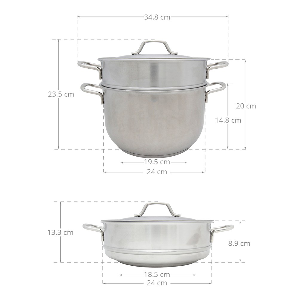 [ HÀNG ĐẸP ] Bộ Nồi Xửng Hấp Inox 3 Đáy Fivestar- 24cm -Nắp Kính- Dùng Được Bếp Từ -Hàng Chính Hãng- Bảo Hành 5 Năm