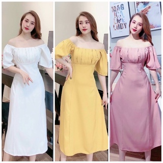 Đầm xếp li ngực form dài 4 màu