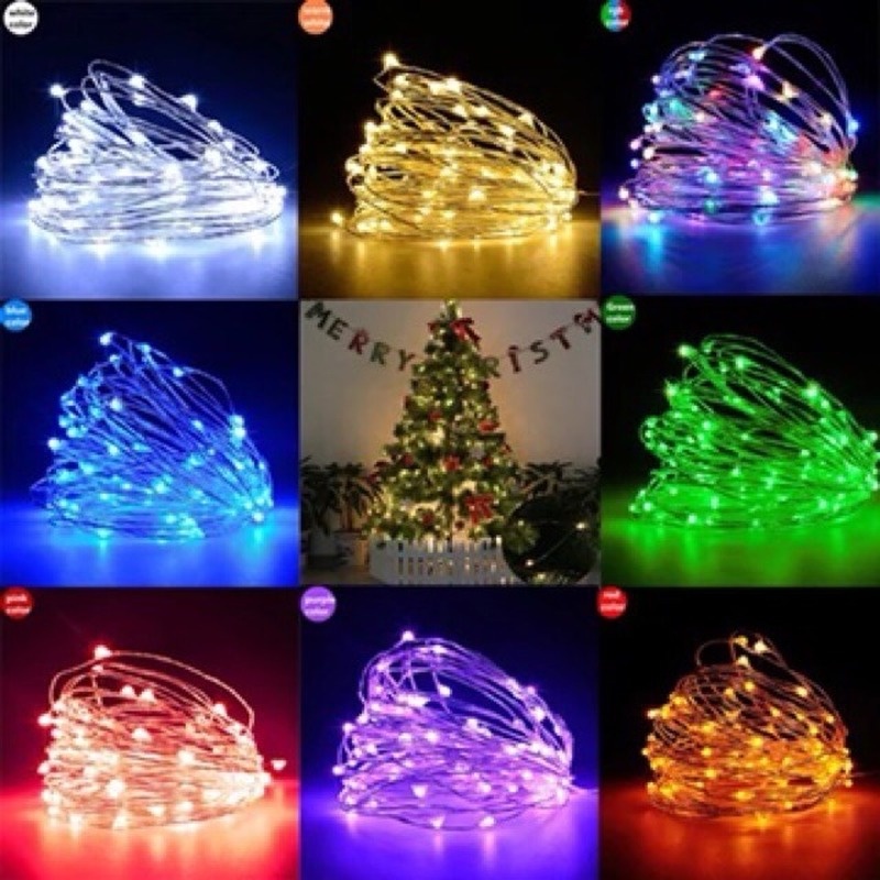 Dây đèn LED 100 bóng dài 10m sử dụng pin dùng để trang trí tiệc cưới/giáng sinh