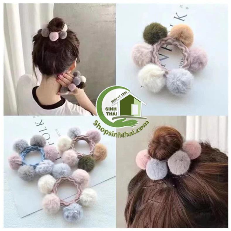 Ba cục bông len tròn 3cm - màu tím nhạt