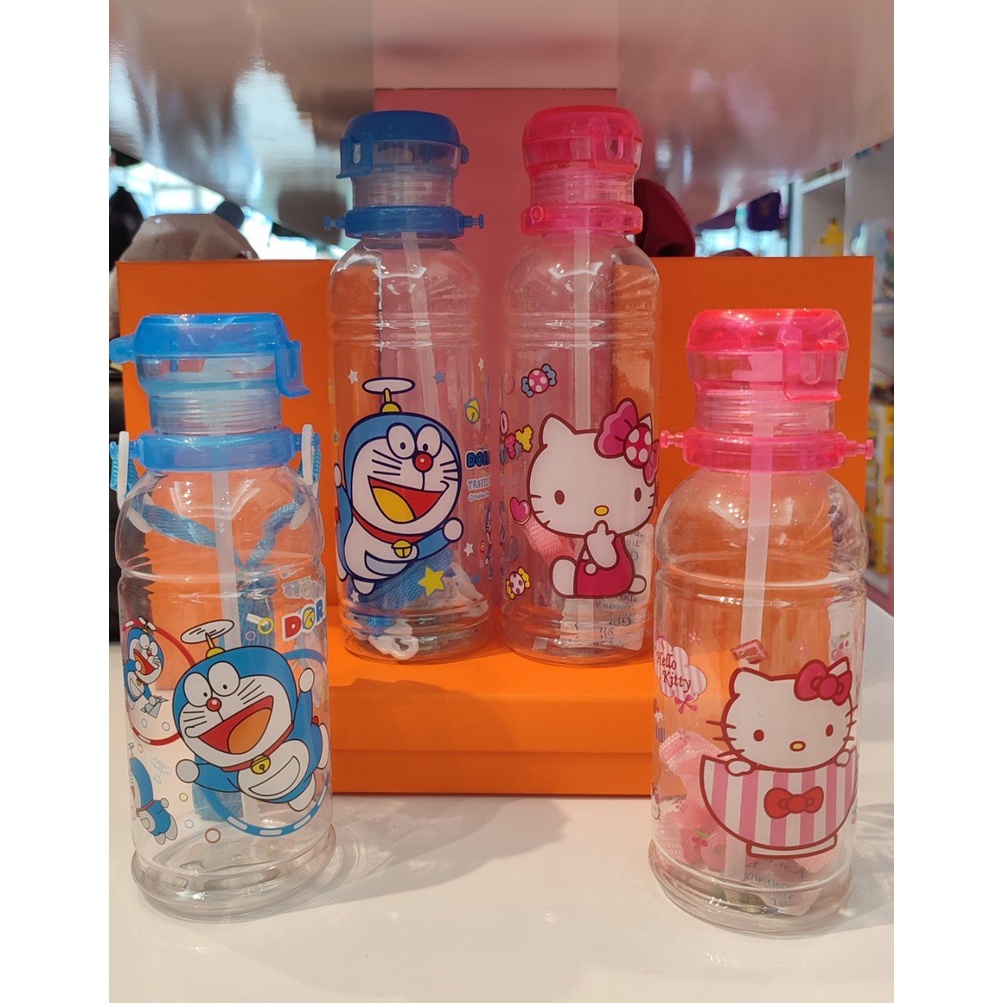 (Sale lỗi nhẹ không đổi trả) Bình nước ống hút hình Doremon, Mèo Kitty cho các bé