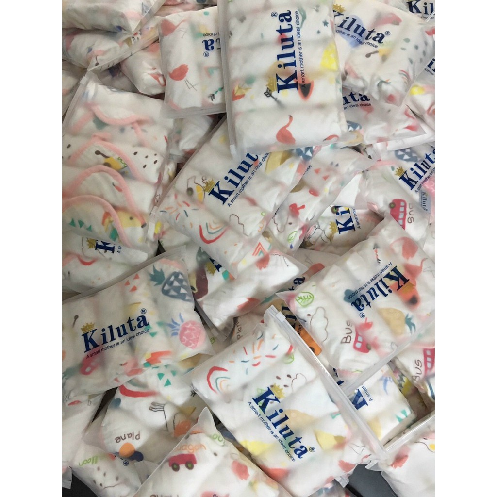 Sét 5 Khăn sữa xô 6 lớp mịn Kiluta , KT 30*30 cm, hàng đẹp