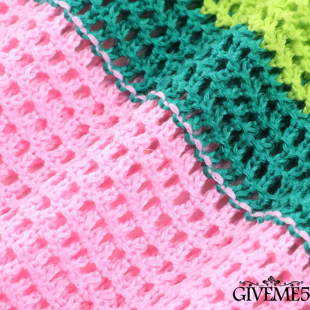 Đầm Chữ A Cổ Vuông Tay Dài Họa Tiết Kẻ Sọc Màu Sắc Tương Phản Thời Trang Đi Biển Cho Nữ