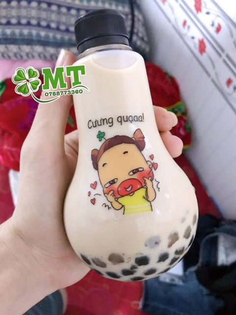 Sticker dán chai sữa chua trà sữa quỳnh aka