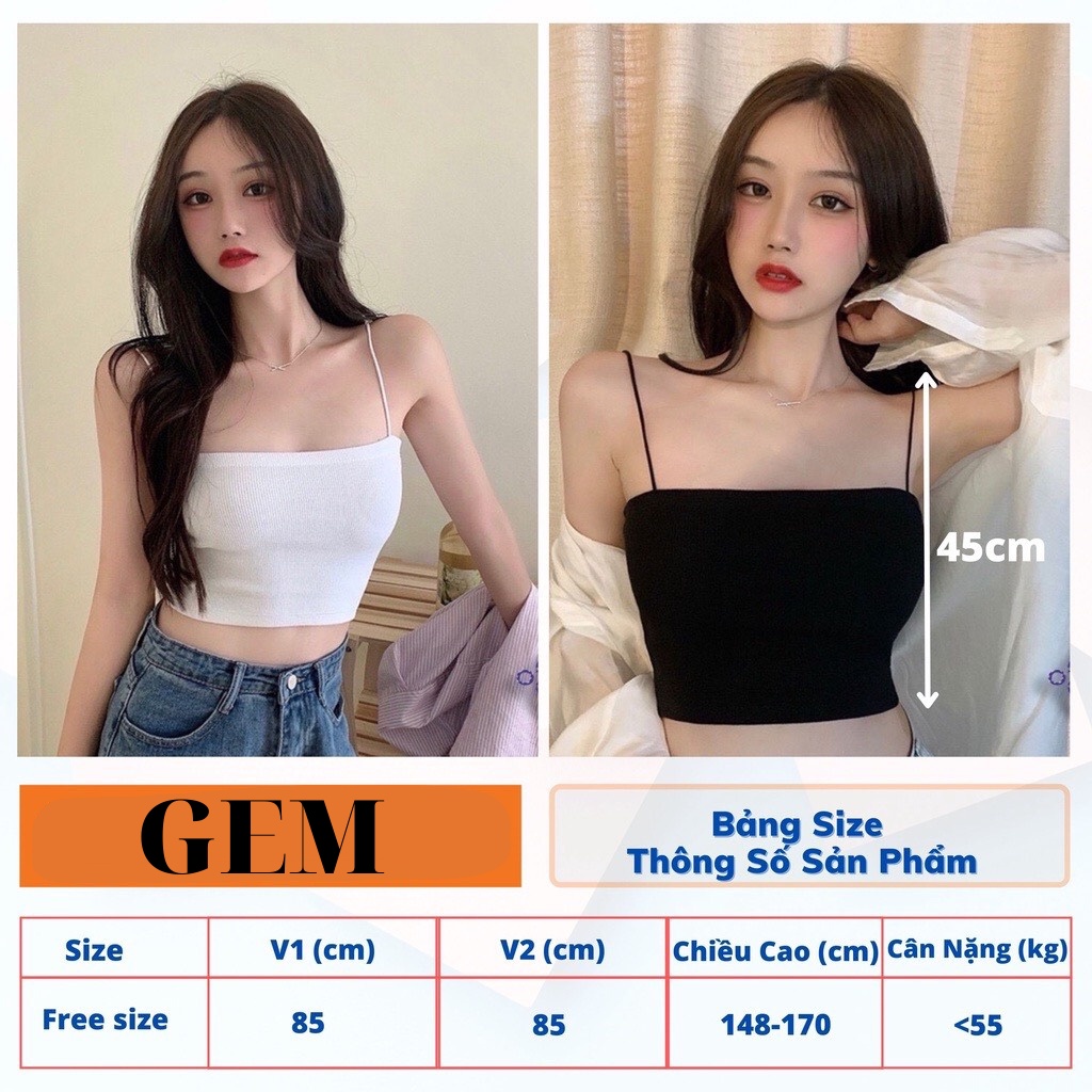 Áo 2 dây sợi bún thun gân phong cách Sexy Gem , áo hai dây croptop nữ