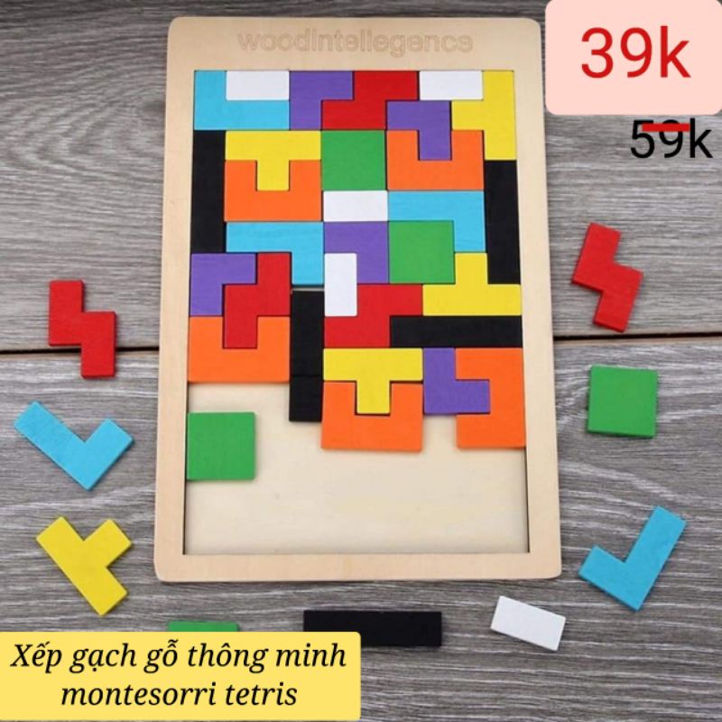 Xếp hình gỗ Tetris Montesorri thông minh cho bé