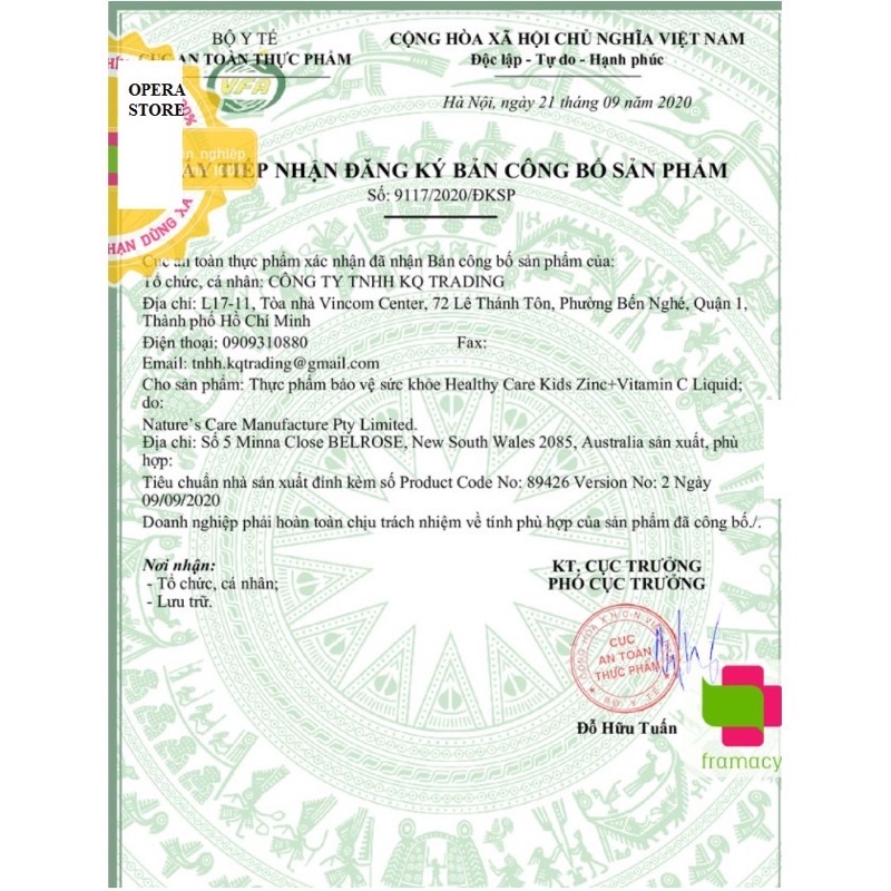 Viên nhai kẽm ZinC+Vitamin C Healthy Care cho bé  của Úc