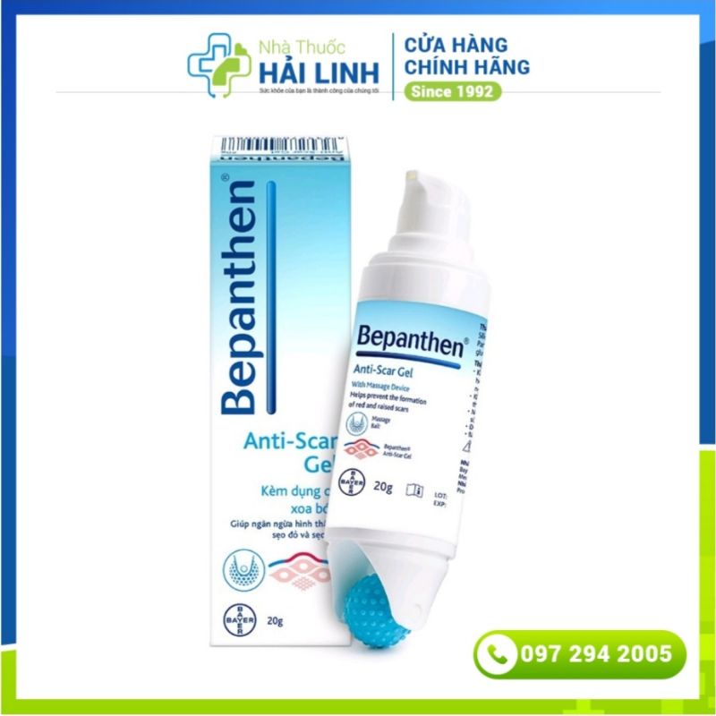 Kem bôi sẹo cấp tốc Bepanthen Anti-scar (date 03/24)⚡ Tặng quà ⚡ Gel 20g Giúp ngừa sẹo đỏ, sẹo lồi kèm dụng cụ xoa bóp