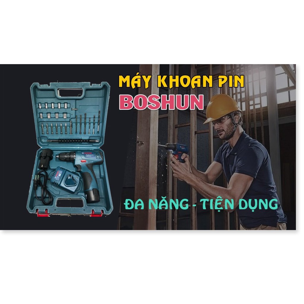 BỘ MÁY KHOAN PIN, BẮT VÍT PIN BOSHUN TSR18 ĐA NĂNG.SỬ DỤNG 2 PIN 12V CÔNG SUẤT 380W CỰC KHỎE VỚI THIẾT KẾ NHỎ GỌN -TIỆN