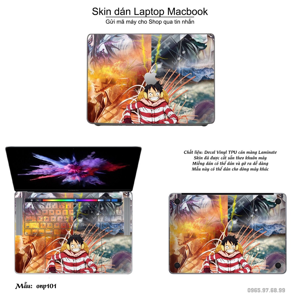 Skin dán Macbook mẫu One Piece (đã cắt sẵn, inbox mã máy cho shop)