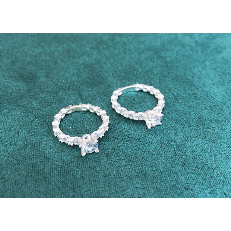 Nhẫn nữ - nhẫn nữ bạc ý s925 - đá chủ 4 mm và full đá lấp lánh
