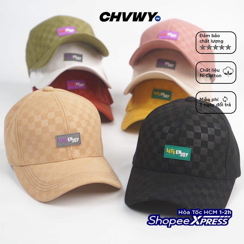 Mũ lưỡi trai cotton unisex, Nón kết nam nữ thêu chữ Let's Enjoy phong cách Ulzzang Chawystore - K45