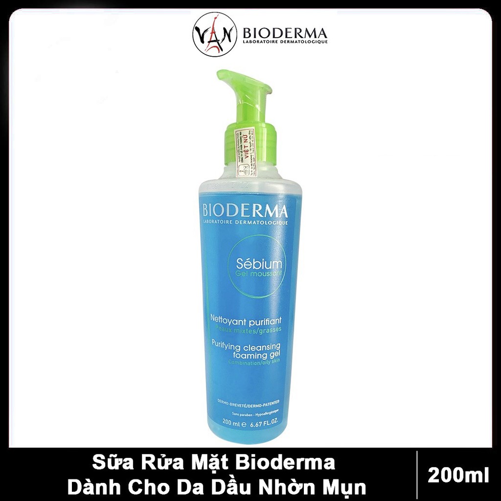 [Combo Bioderma ] Nước tẩy trang 500ml, sữa rửa mặt 200ml kem dưỡng se khít lỗ chân lông 30ml dành cho da dầu mụn