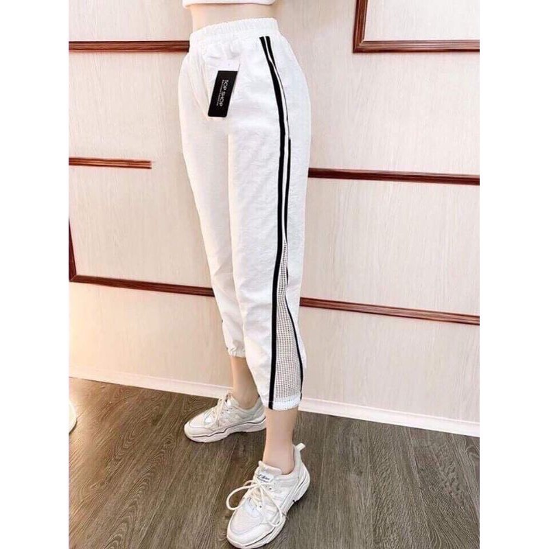 Quần baggy nữ vải đũi phối lưới GT 6