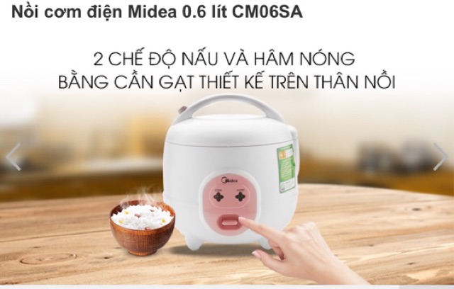 [Mã 267ELSALE hoàn 7% đơn 300K] Nồi cơm điện Midea 0,6L - Con lợn