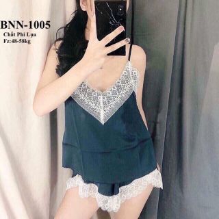 BỘ NGỦ PHI LỤA ĐÙI 2 DÂY PHỐI REN SEXY