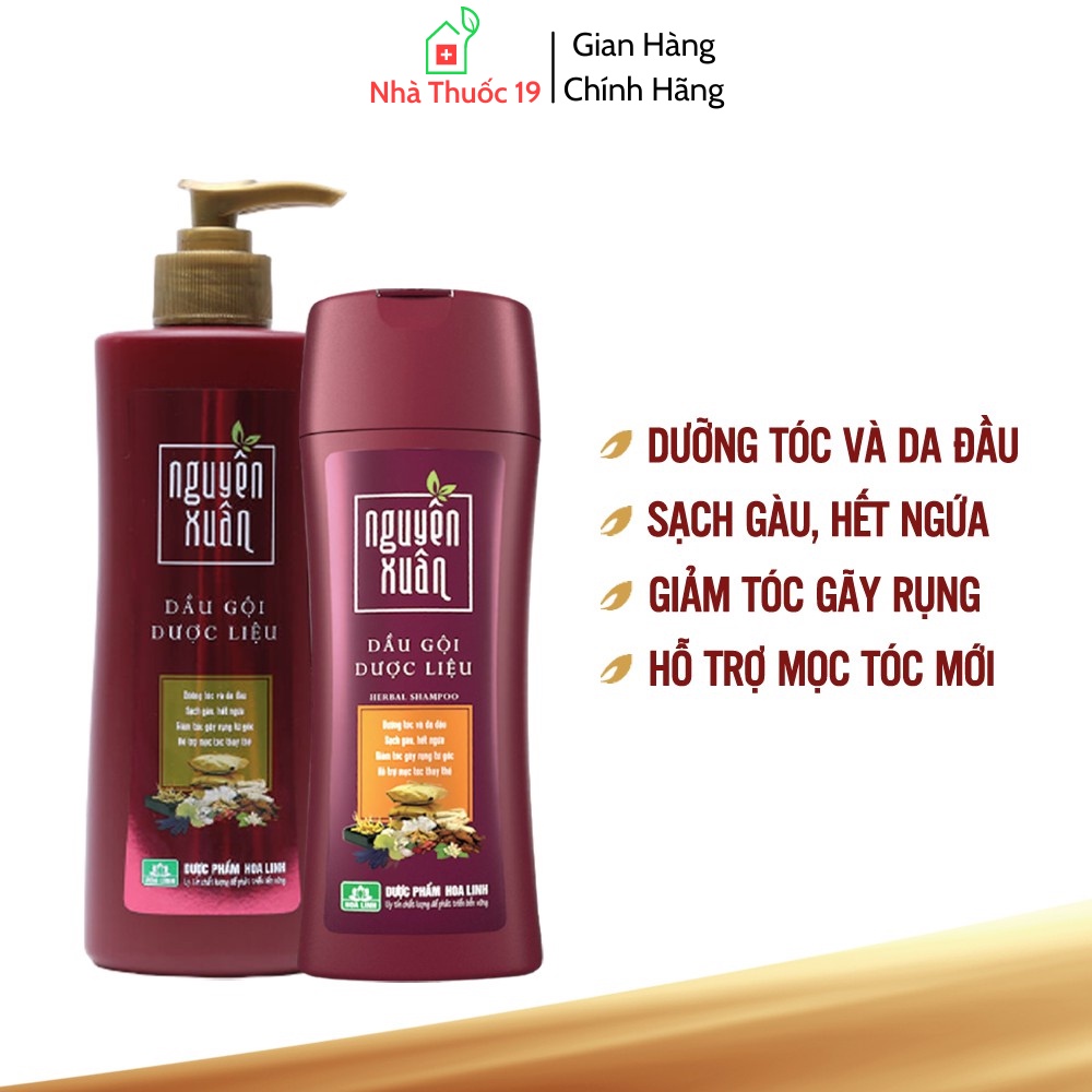 Dầu gội Dược liệu Nguyên Xuân Đỏ 250ml Dành cho tóc thường, Dầu gội Nguyên Xuân Nâu ngăn ngừa gàu, giảm rụng tóc