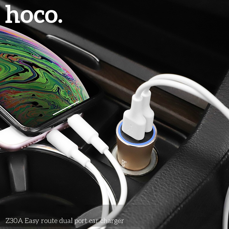 CODHOCO Z30A Dual Port Mini Car Charger Indicator Car Phone Charger Head