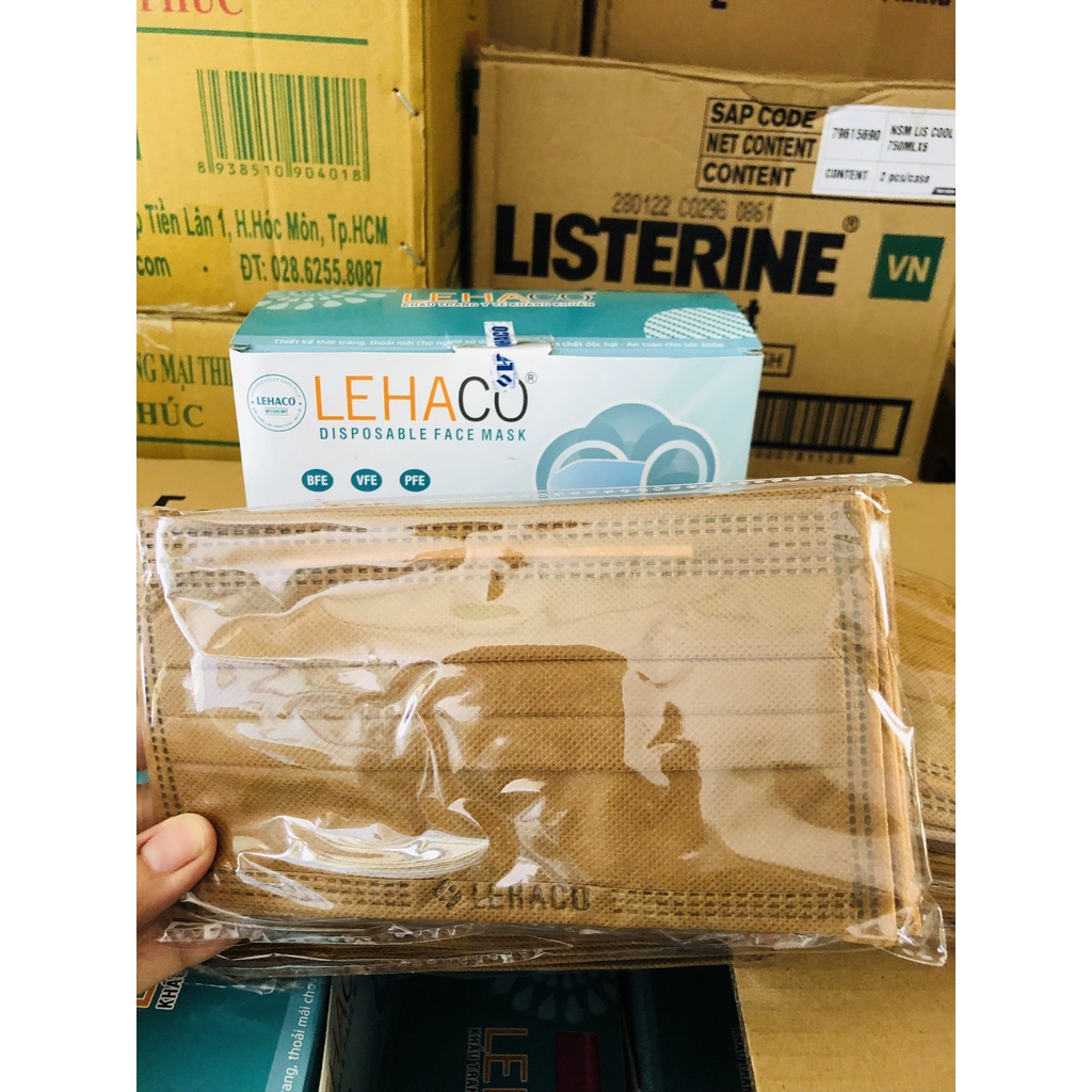 Khẩu trang y tế cao cấp LEHACO full nâu  AN TOÀN-TIỆN DỤNG-THỜI TRANG