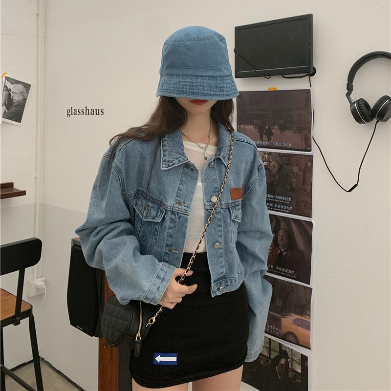 Áo Khoác Jeans Lửng Phong Cách Hàn Quốc Thời Trang Cho Nữ