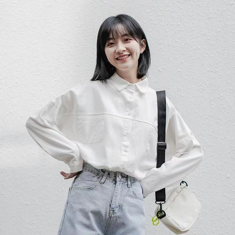 Áo Sơ Mi Trắng Dáng Rộng Phong Cách retro Hồng Kông Thời Trang Mùa Xuân Mới Cho Nữ