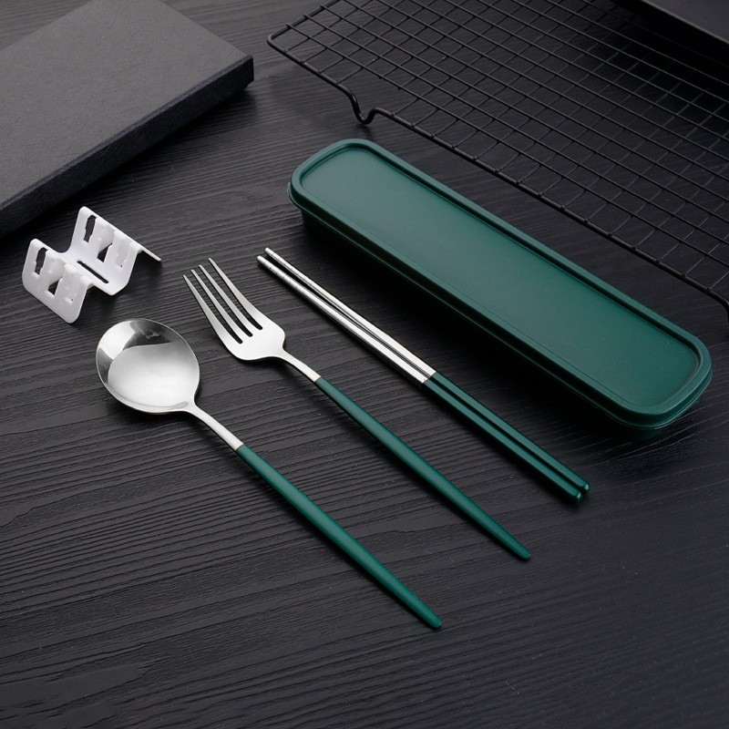 Bộ Muỗng Đũa Nĩa Thìa Inox 304 Cá Nhân Cơm Trưa Văn Phòng Dã Ngoại Phủ Bóng Sang Trọng MD1