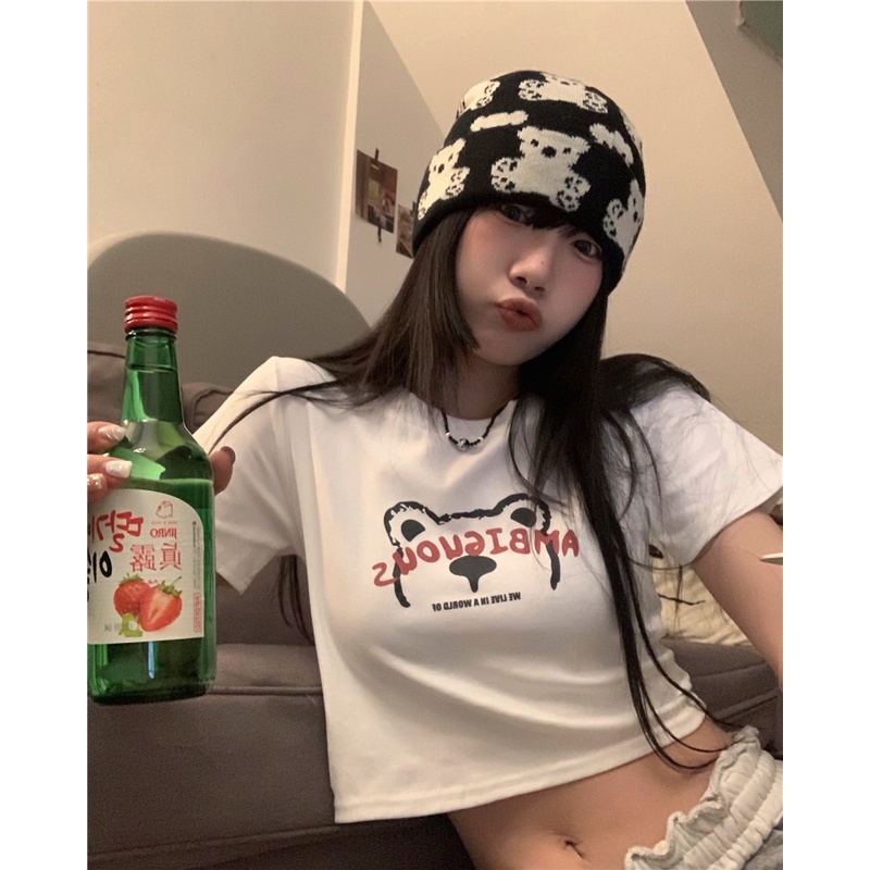 Áo Thun Nữ Ngắn Tay In Hình Gấu 49397