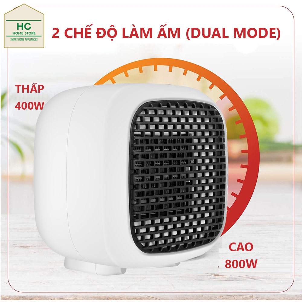 Máy sưởi gốm mini công nghệ PTC Ceramic 800W nóng nhanh, tiết kiệm điện, không phát sáng, không gây bỏng, không dùng oxy