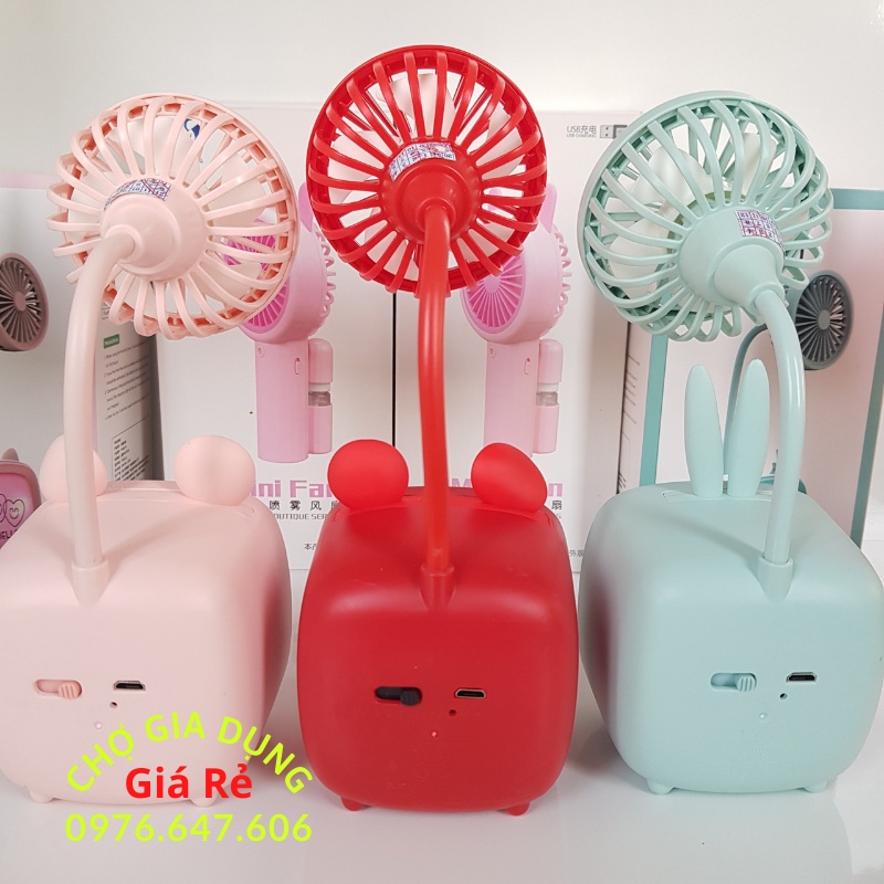 Quạt Tích Điện Mini Để Bàn Siêu Dễ Thương
