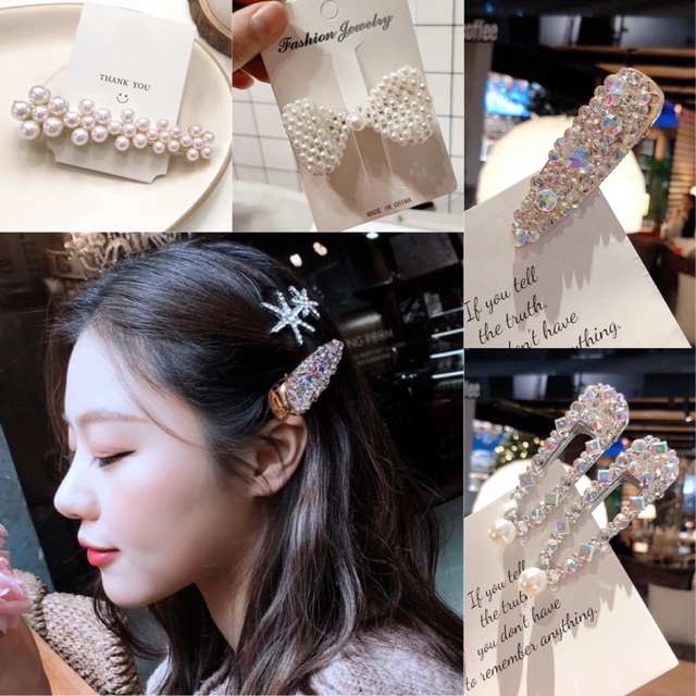 Kẹp đính full đá màu gold hoặc silver