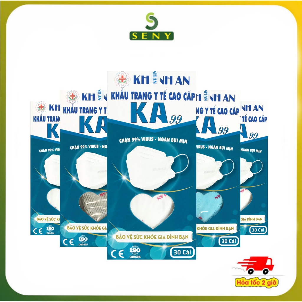 Combo 5 hộp khẩu trang 4d mask 4 lớp kháng khuẩn KA99 Khánh An hộp 30 cái bảo vệ hô hấp